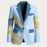 Prince Hall Freemasonry Blazer Vintage Brush Stroke Masonic Blue Gold Graphic