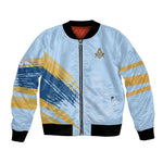 Prince Hall Freemasonry Bomber Jacket Vintage Brush Stroke Masonic Blue Gold Graphic