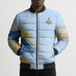 Prince Hall Freemasonry Bomber Puffer Jacket Vintage Brush Stroke Masonic Blue Gold Graphic