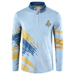 Prince Hall Freemasonry Button Sweatshirt Vintage Brush Stroke Masonic Blue Gold Graphic