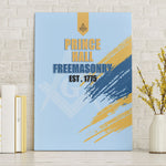Prince Hall Freemasonry Canvas Wall Art Vintage Brush Stroke Masonic Blue Gold Graphic