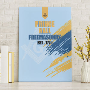 Prince Hall Freemasonry Canvas Wall Art Vintage Brush Stroke Masonic Blue Gold Graphic