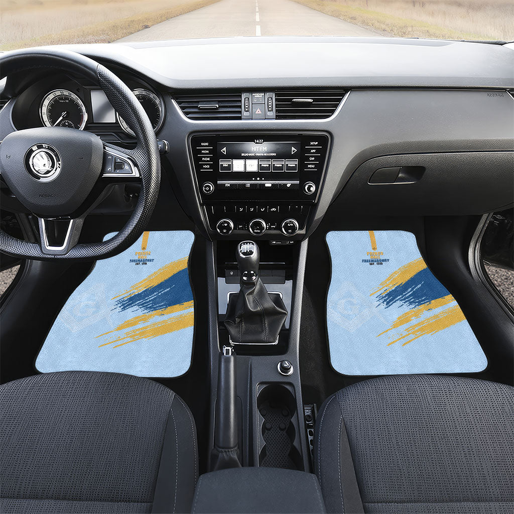 Prince Hall Freemasonry Car Mats Vintage Brush Stroke Masonic Blue Gold Graphic