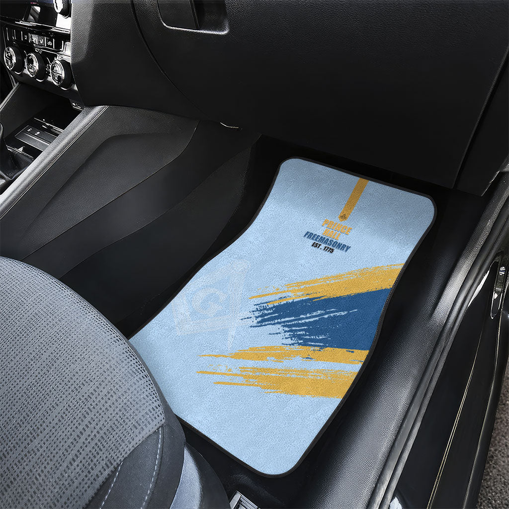 Prince Hall Freemasonry Car Mats Vintage Brush Stroke Masonic Blue Gold Graphic
