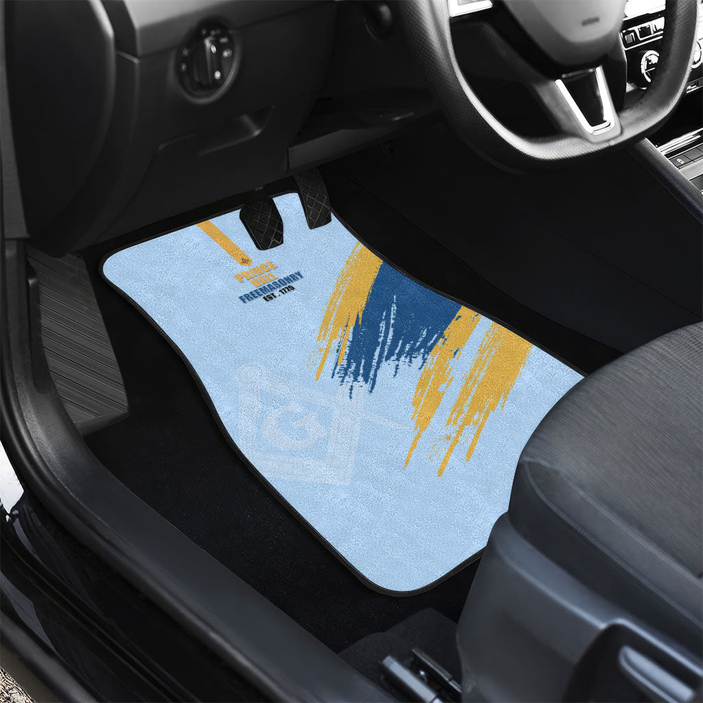 Prince Hall Freemasonry Car Mats Vintage Brush Stroke Masonic Blue Gold Graphic