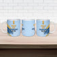Prince Hall Freemasonry Ceramic Mug Vintage Brush Stroke Masonic Blue Gold Graphic