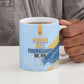 Prince Hall Freemasonry Ceramic Mug Vintage Brush Stroke Masonic Blue Gold Graphic