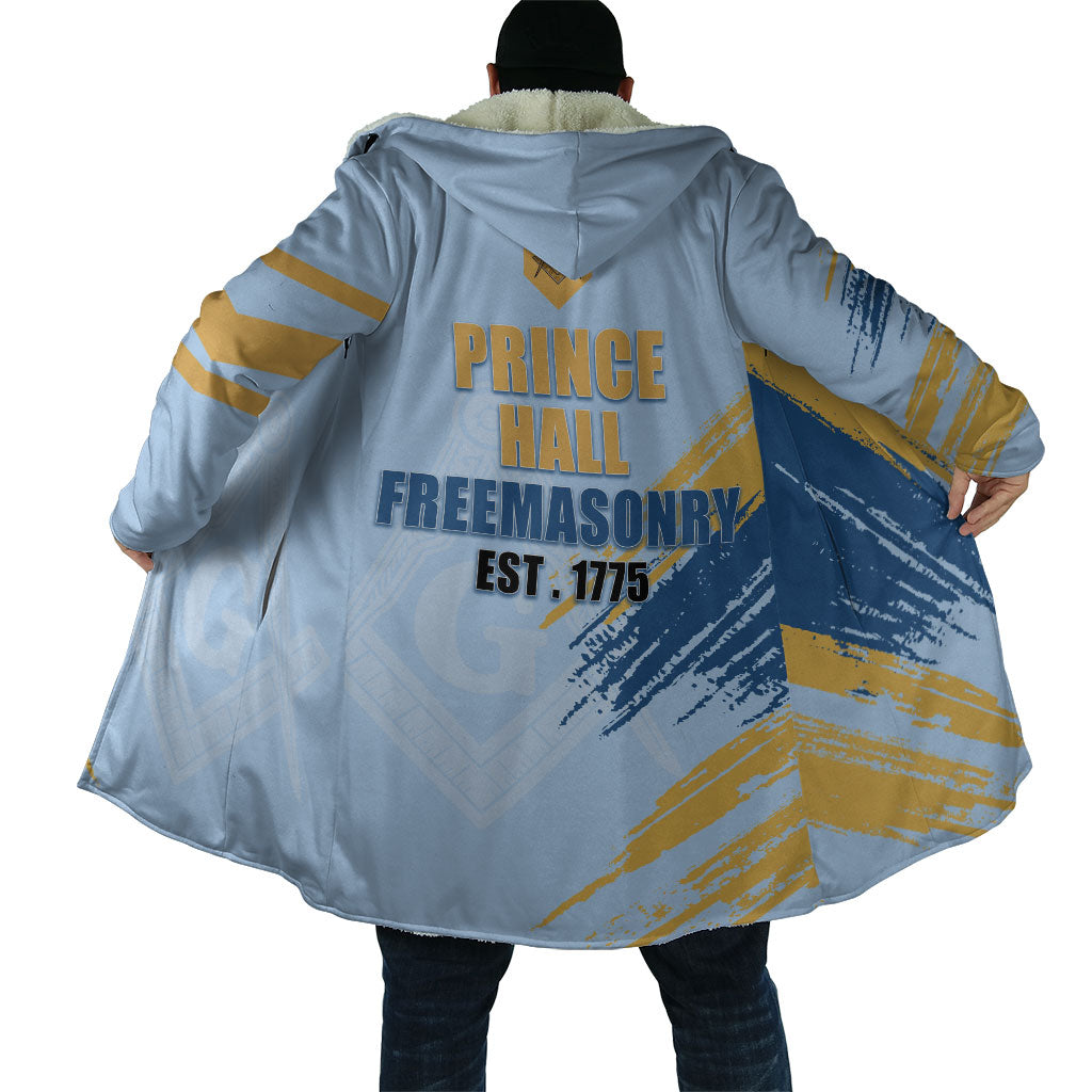 Prince Hall Freemasonry Cloak Vintage Brush Stroke Masonic Blue Gold Graphic