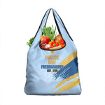 Prince Hall Freemasonry Grocery Bag Vintage Brush Stroke Masonic Blue Gold Graphic