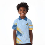Prince Hall Freemasonry Kid Polo Shirt Vintage Brush Stroke Masonic Blue Gold Graphic