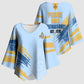 Prince Hall Freemasonry Kimono Sleeve Blouse Vintage Brush Stroke Masonic Blue Gold Graphic
