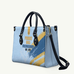 Prince Hall Freemasonry Leather Bag Vintage Brush Stroke Masonic Blue Gold Graphic
