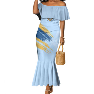 Prince Hall Freemasonry Mermaid Dress Vintage Brush Stroke Masonic Blue Gold Graphic