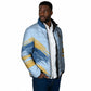 Prince Hall Freemasonry Padded Jacket Vintage Brush Stroke Masonic Blue Gold Graphic