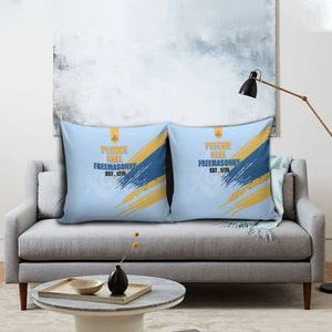 Prince Hall Freemasonry Pillow Cover Vintage Brush Stroke Masonic Blue Gold Graphic