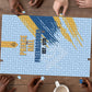 Prince Hall Freemasonry Puzzle Vintage Brush Stroke Masonic Blue Gold Graphic