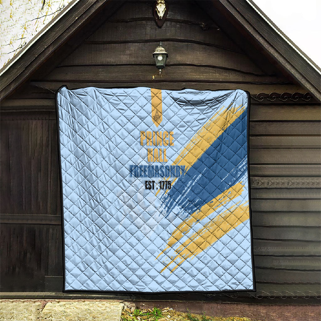 Prince Hall Freemasonry Quilt Vintage Brush Stroke Masonic Blue Gold Graphic