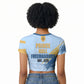 Prince Hall Freemasonry Raglan Cropped T shirt Vintage Brush Stroke Masonic Blue Gold Graphic