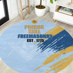 Prince Hall Freemasonry Round Carpet Vintage Brush Stroke Masonic Blue Gold Graphic