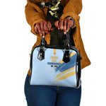 Prince Hall Freemasonry Shoulder Handbag Vintage Brush Stroke Masonic Blue Gold Graphic