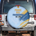 Prince Hall Freemasonry Spare Tire Cover Vintage Brush Stroke Masonic Blue Gold Graphic