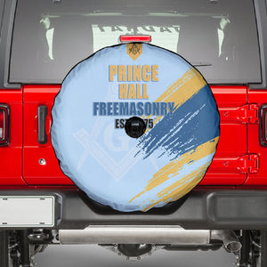 Prince Hall Freemasonry Spare Tire Cover Vintage Brush Stroke Masonic Blue Gold Graphic