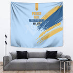 Prince Hall Freemasonry Tapestry Vintage Brush Stroke Masonic Blue Gold Graphic