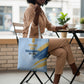 Prince Hall Freemasonry Tote Bag Vintage Brush Stroke Masonic Blue Gold Graphic