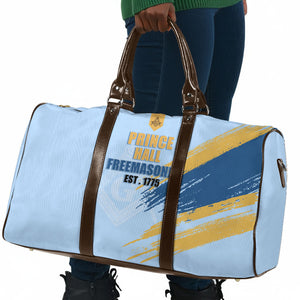 Prince Hall Freemasonry Travel Bag Vintage Brush Stroke Masonic Blue Gold Graphic