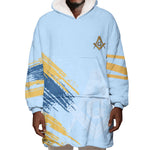 Prince Hall Freemasonry Wearable Blanket Hoodie Vintage Brush Stroke Masonic Blue Gold Graphic