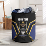 Personalized Prince Hall Freemasonry Laundry Basket Royal Blue Gold Masonic Geometric Legacy Graphic