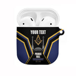 Personalized Prince Hall Freemasonry AirPods Case Royal Blue Gold Masonic Geometric Legacy Graphic