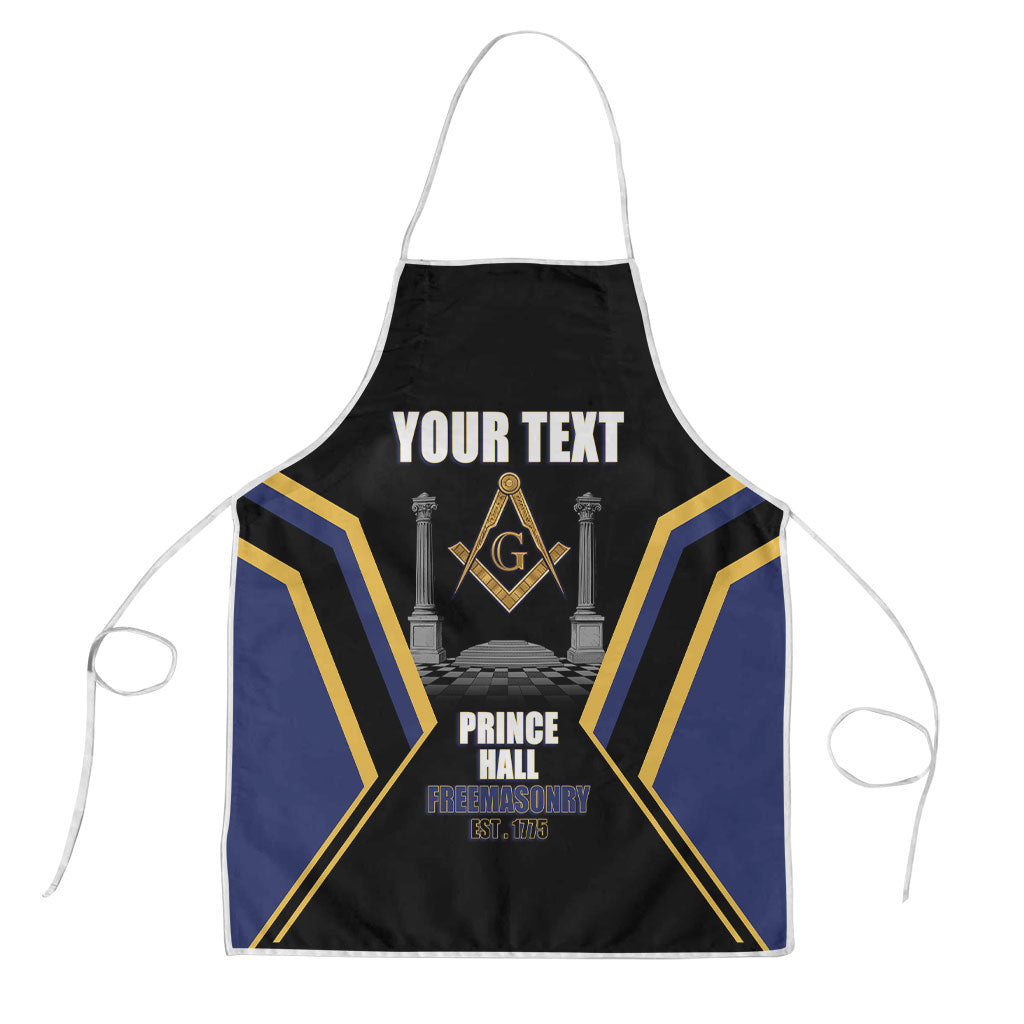 Personalized Prince Hall Freemasonry Apron Royal Blue Gold Masonic Geometric Legacy Graphic