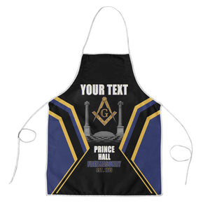 Personalized Prince Hall Freemasonry Apron Royal Blue Gold Masonic Geometric Legacy Graphic