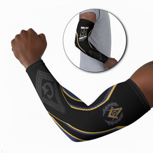 Personalized Prince Hall Freemasonry Arm Sleeves Royal Blue Gold Masonic Geometric Legacy Graphic