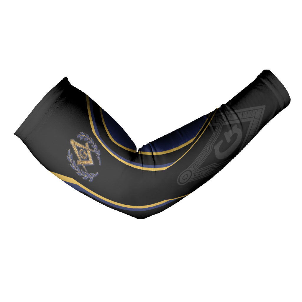 Personalized Prince Hall Freemasonry Arm Sleeves Royal Blue Gold Masonic Geometric Legacy Graphic