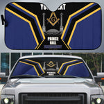 Personalized Prince Hall Freemasonry Auto Sun Shade Royal Blue Gold Masonic Geometric Legacy Graphic