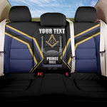 Personalized Prince Hall Freemasonry Back Car Seat Cover Royal Blue Gold Masonic Geometric Legacy Graphic