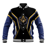Personalized Prince Hall Freemasonry Baseball Jacket Royal Blue Gold Masonic Geometric Legacy Graphic
