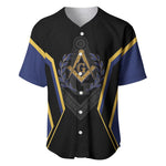 Personalized Prince Hall Freemasonry Baseball Jersey Royal Blue Gold Masonic Geometric Legacy Graphic