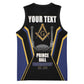 Personalized Prince Hall Freemasonry Basketball Jersey Royal Blue Gold Masonic Geometric Legacy Graphic