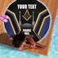 Personalized Prince Hall Freemasonry Beach Blanket Royal Blue Gold Masonic Geometric Legacy Graphic