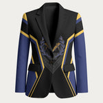 Personalized Prince Hall Freemasonry Blazer Royal Blue Gold Masonic Geometric Legacy Graphic