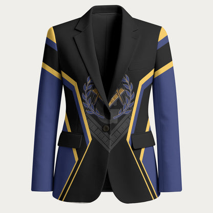 Personalized Prince Hall Freemasonry Blazer Royal Blue Gold Masonic Geometric Legacy Graphic