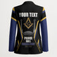 Personalized Prince Hall Freemasonry Blazer Royal Blue Gold Masonic Geometric Legacy Graphic