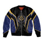 Personalized Prince Hall Freemasonry Bomber Jacket Royal Blue Gold Masonic Geometric Legacy Graphic