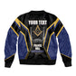 Personalized Prince Hall Freemasonry Bomber Jacket Royal Blue Gold Masonic Geometric Legacy Graphic