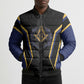 Personalized Prince Hall Freemasonry Bomber Puffer Jacket Royal Blue Gold Masonic Geometric Legacy Graphic