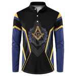 Personalized Prince Hall Freemasonry Button Sweatshirt Royal Blue Gold Masonic Geometric Legacy Graphic
