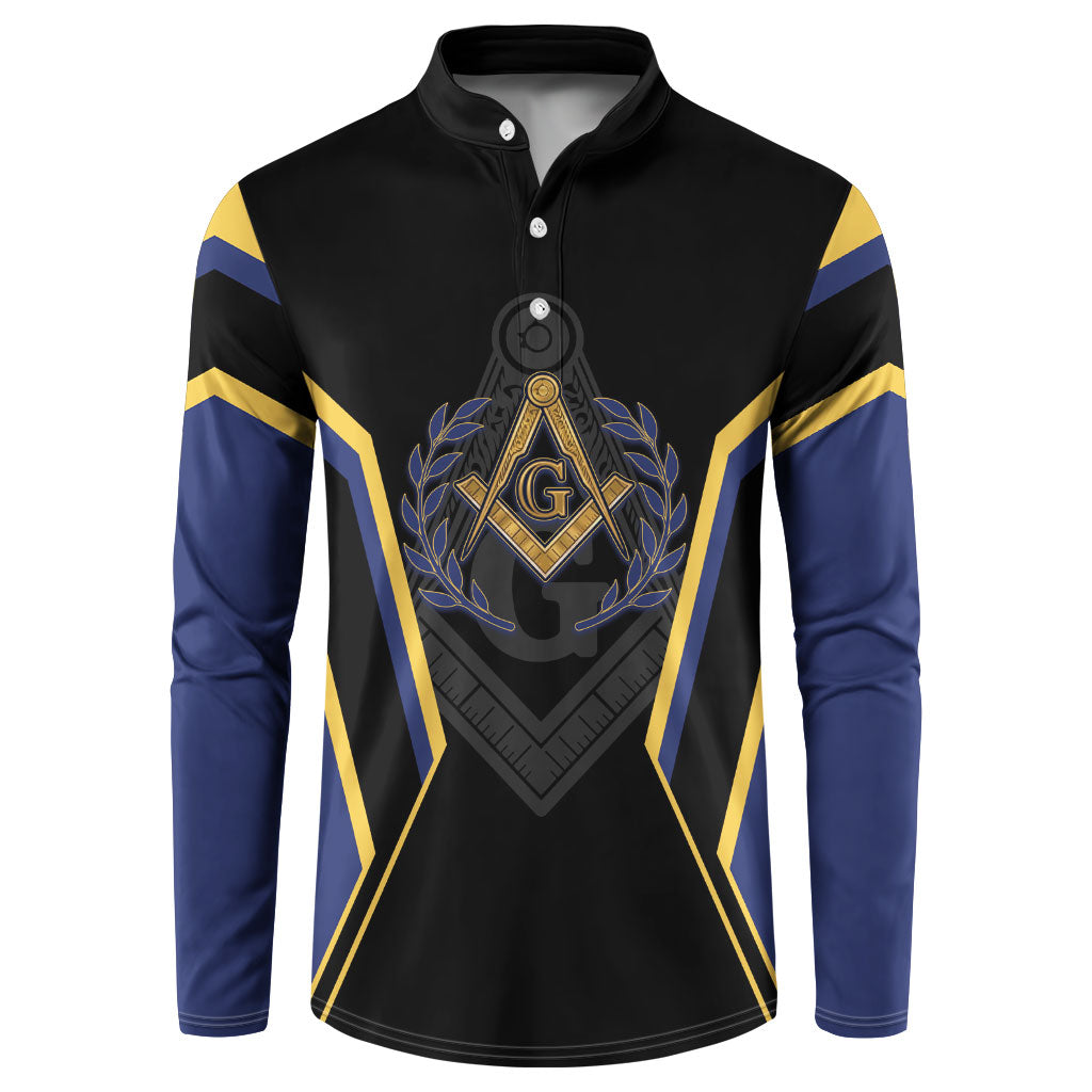 Personalized Prince Hall Freemasonry Button Sweatshirt Royal Blue Gold Masonic Geometric Legacy Graphic